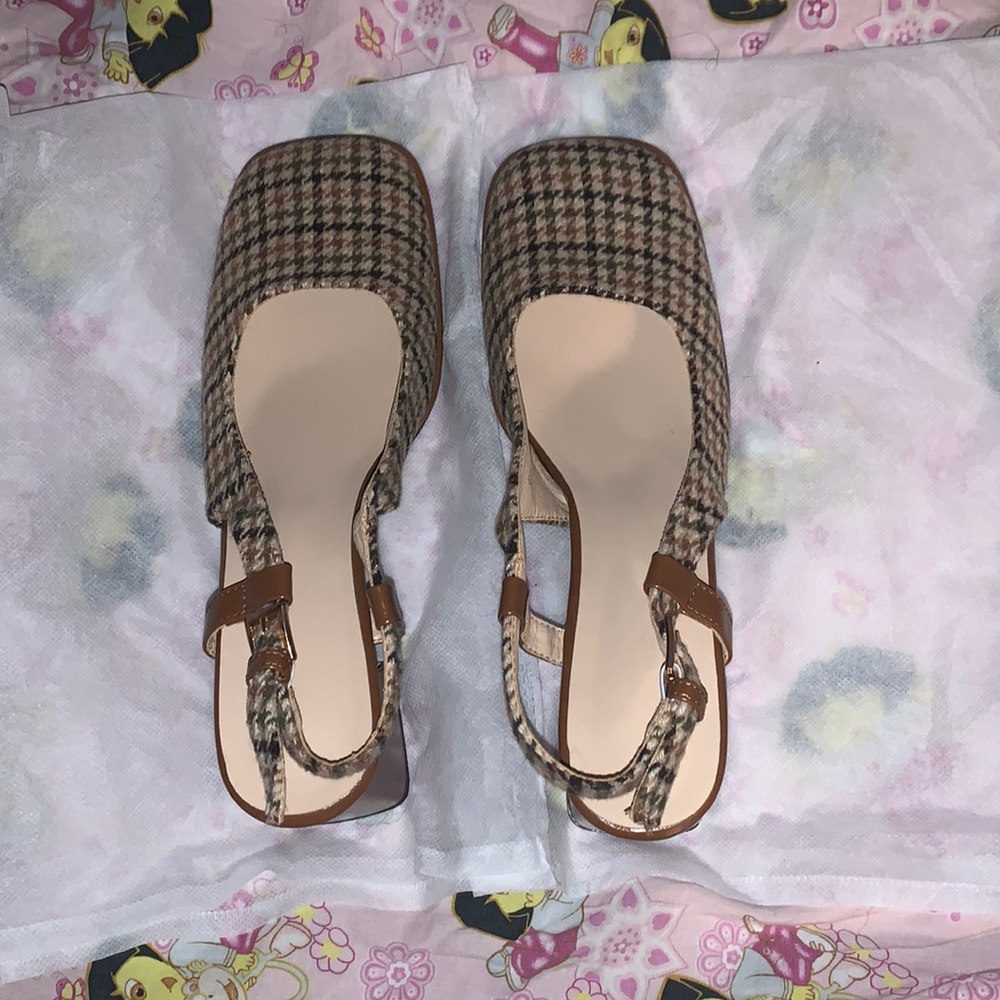 Chunky plaid heels